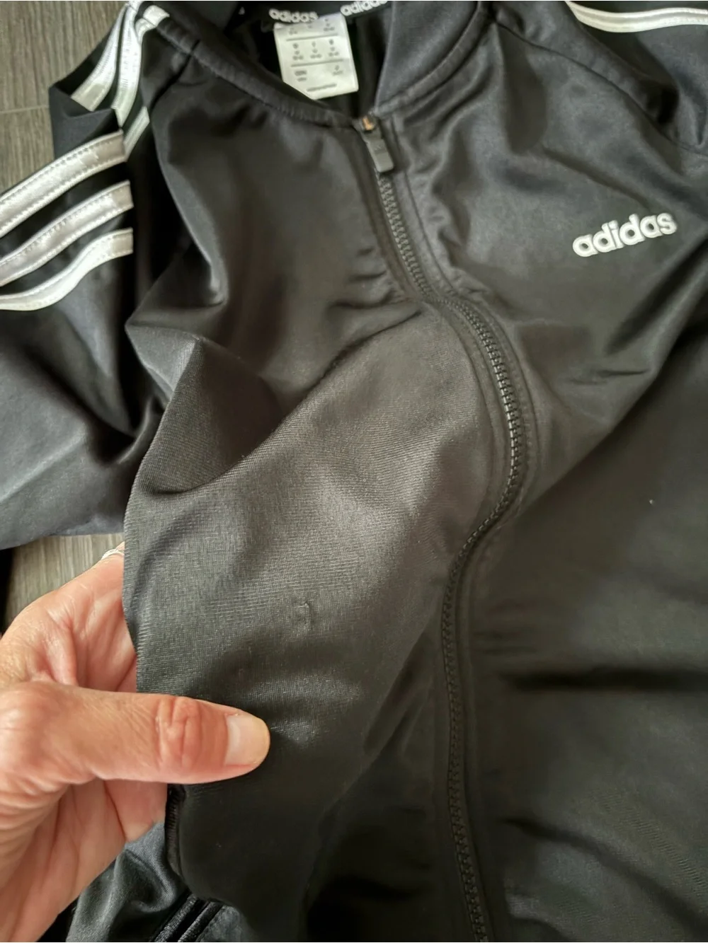 adidas Black Track Jacket with White Three-Stripe Sleeves